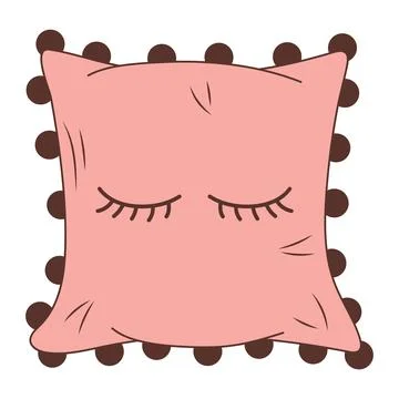Cozy pillow with decorative pattern in doodle style. Stock Illustration
