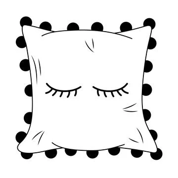 Cozy pillow with decorative pattern in doodle style. Illustrazione stock