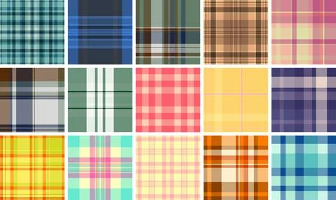 Cozy plaid pattern bundle interior concepts. Harmonized tartan designs fit wa Stock Illustration