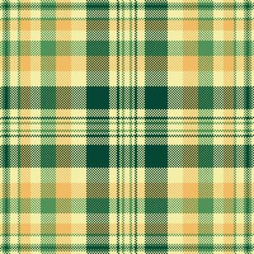 Cozy plaid textile pattern. Tartan design with green, tan  cream tones, evo.. Stock Illustration