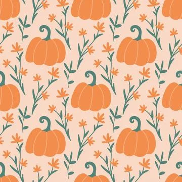 Cozy pumpkin seamless pattern vector illustration Stock Illustration
