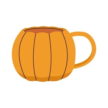 Cozy pumpkin shaped ceramic mug for hot autumn drinks Stock Illustration