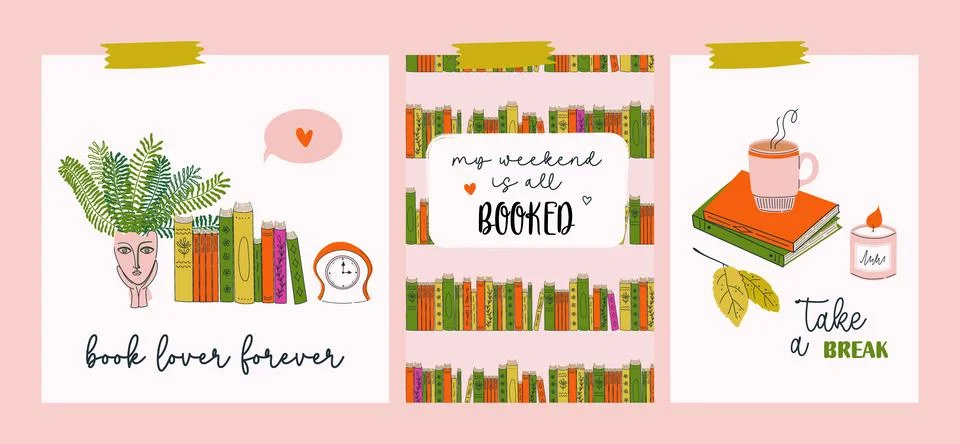 Cozy reading nook with decorative elements and inspiring quotes Illustration