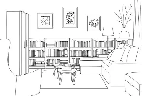 Cozy Reading Room Stock Illustration