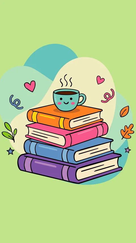Cozy Reading Scene with Books Stack and Coffee Cup Video stock 331573220