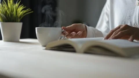 Cozy Reading Session with Coffee at Home Relaxing Indoor Environment Intimate Stock Photos