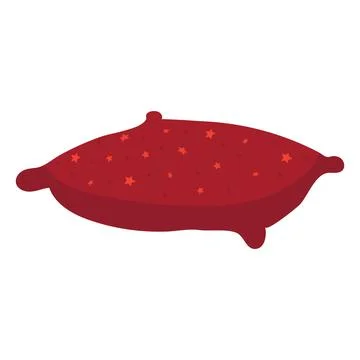 Cozy red pillow with starry pattern for home decoration isolated on white b.. Stock Illustration