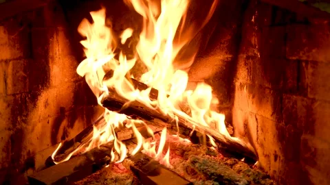 Cozy Relaxing Fireplace. TV Screen Saver. A Looping Clip of a Fireplace with Stock Footage 258484757