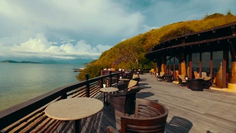  A cozy restaurant on the beach, with Video stock 72378545