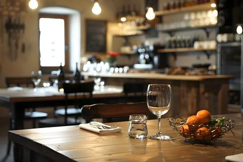 Cozy restaurant interior with elegant table setting Stock Photos