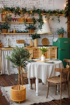 Cozy Rustic Kitchen Retreat Foto stock