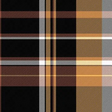 Cozy seamless plaid tartan pattern featuring warm orange, black, and white th Stock Illustration