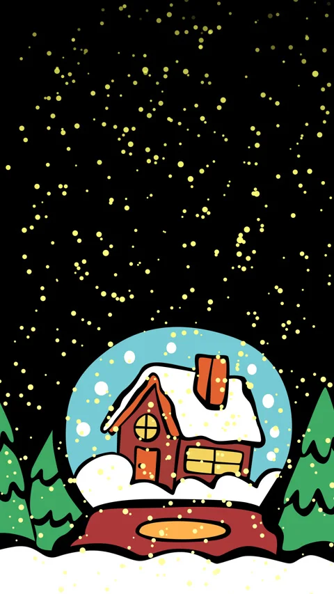 Cozy Snow Globe House with Falling Snowflakes Loop Video stock 331834138