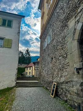 Cozy streets of Bregenz upper town - Oberstadt Stock Photos