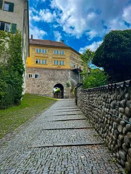 Cozy streets of Bregenz upper town - Oberstadt Stock Photos