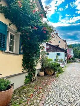 Cozy streets of Bregenz upper town - Oberstadt Stock Photos