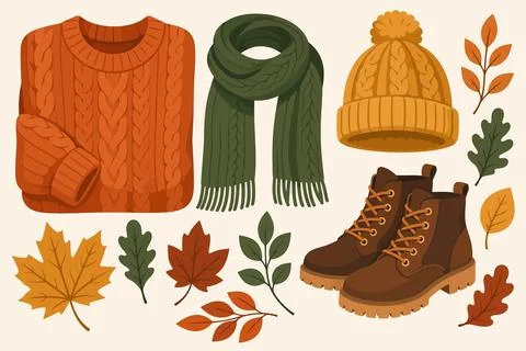 Cozy Sweater Wardrobe Bundle Stock Illustration