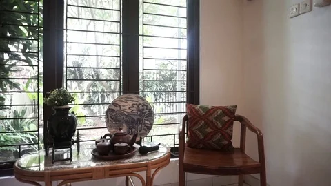 Cozy table with a vase Stock Footage 121433799