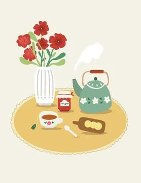 A cozy tea-time Stock Illustration
