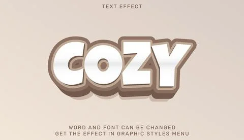Cozy text effect template in 3d design Stock Illustration