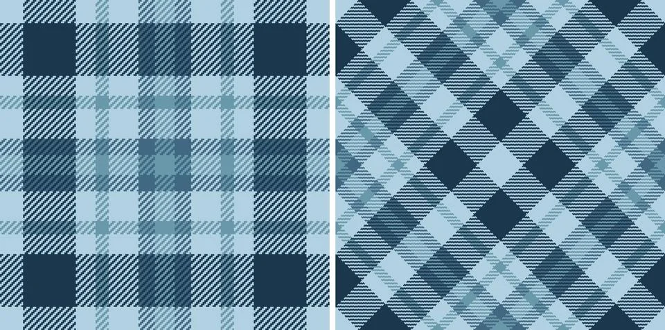Cozy textile pattern featuring a light and dark blue plaid design. Perfect fo Stockillustratie