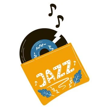 Cozy vinyl record with jazz composition isolated on white background, retro.. Stock Illustration