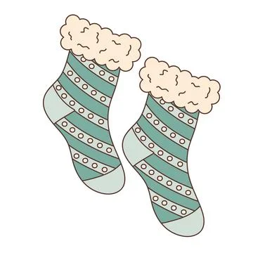 Cozy warm socks. Hand drawn illustration in doodle style. Stock Illustration