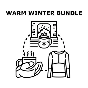 Cozy warm winter items creating comfort bundle Stock Illustration