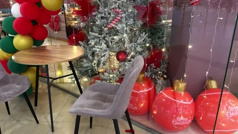 Cozy winter cafe interior with beautiful view Video stock 335726386