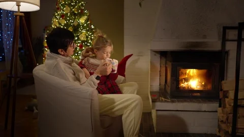 Cozy winter evening by the fireplace Stock Footage 319072022