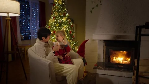 Cozy winter evening by the fireplace Stock Footage 319293387