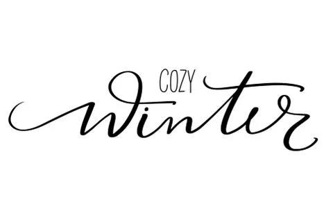 Cozy winter - Vector hand drawn lettering phrases. Stock Illustration