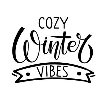 Cozy Winter vibes text. Vector illustration. Calligraphy Lettering. Seasonal Stock-Illustration