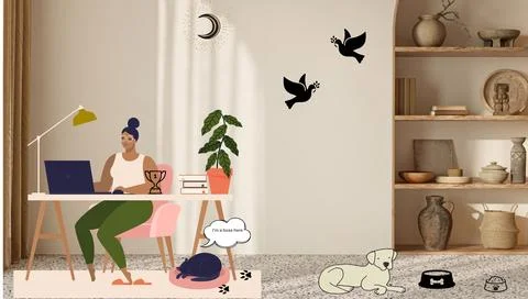 A Cozy Wokday Stock Illustration