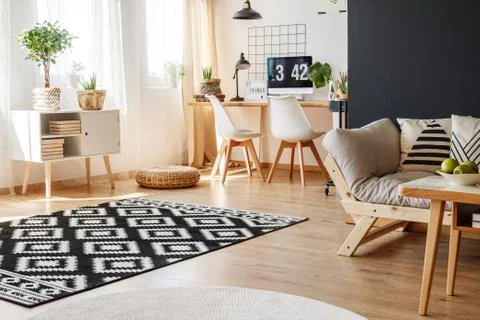 Cozy work area with carpet Foto stock
