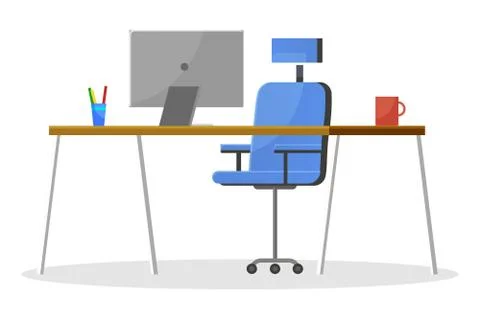 Cozy Workplace with Computer for Work and Study Illustrazione stock