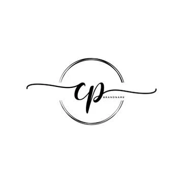 CP Initial handwriting logo with circle template vector Stock Illustration