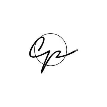 CP Initial handwriting logo design Illustrazione stock
