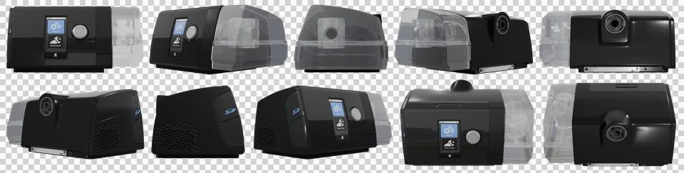 CPAP machine over a transparent background. 3D render. Stock Illustration