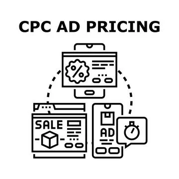 Cpc ad pricing concept for online digital marketing strategy Stock Illustration