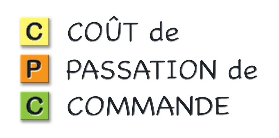 CPC initials in colored 3d cubes with meaning in french language Stock Illustration
