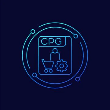 CPG icon, Consumer Packaged Goods, linear design Illustrazione stock