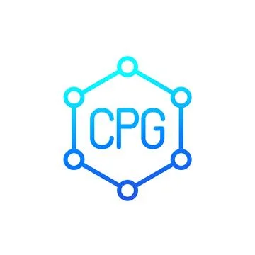 CPG icon on white, Consumer Packaged Goods Illustrazione stock