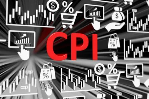 CPI concept blurred background 3d render illustration Stock Illustration
