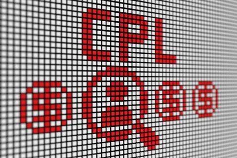 CPL text scoreboard blurred background 3d illustration Stock Illustration