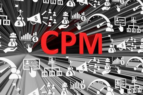 CPM concept blurred background 3d render illustration Stock Illustration