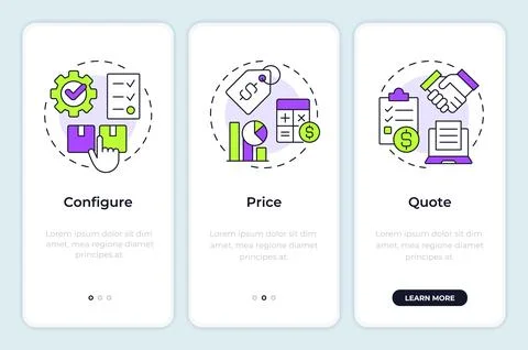 CPQ process onboarding mobile app screen 스톡 일러스트