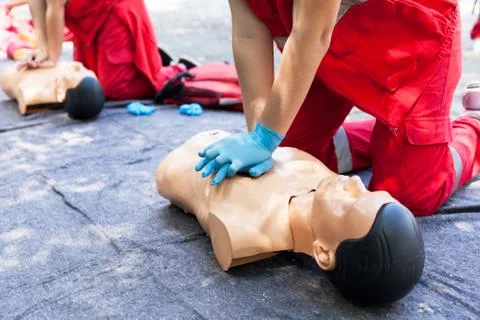 CPR. First aid training concept. cardiac massage. 스톡 사진