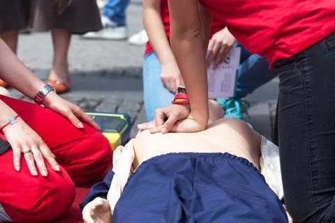 CPR. First aid training. Stock Photos