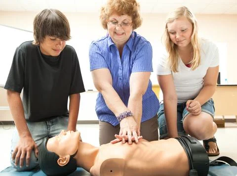 CPR Instruction in School Stock Photos